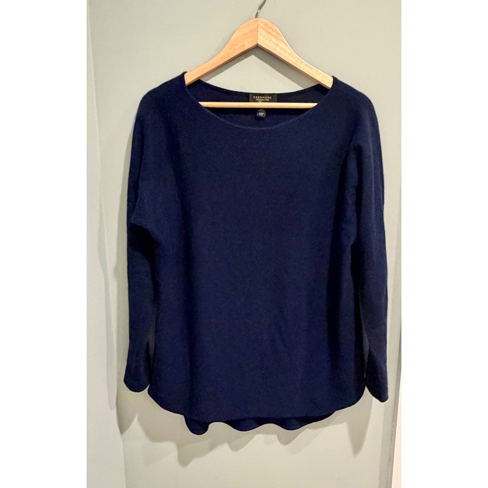 Charter Club Luxury Navy Blue 100% Cashmere Crewneck Sweater Womens Medium M - Picture 1 of 5